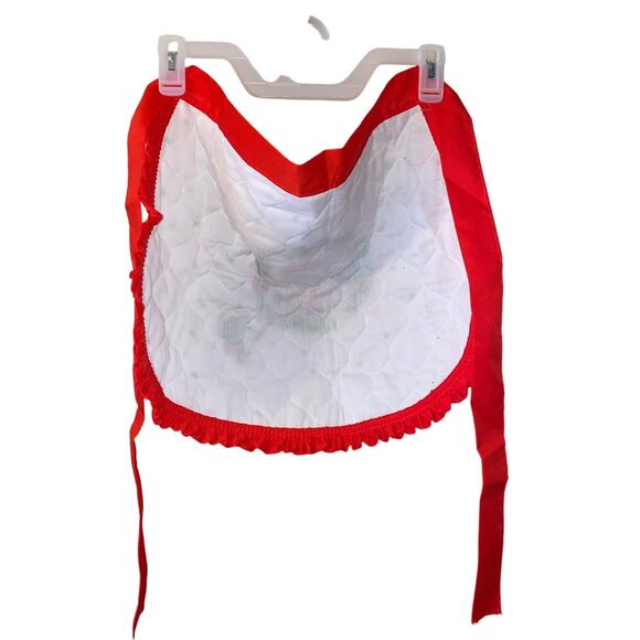 Vintage Christmas Half Apron Wreath Animal MCM Holiday Ruffle Hostess tie waist - Picture 7 of 11